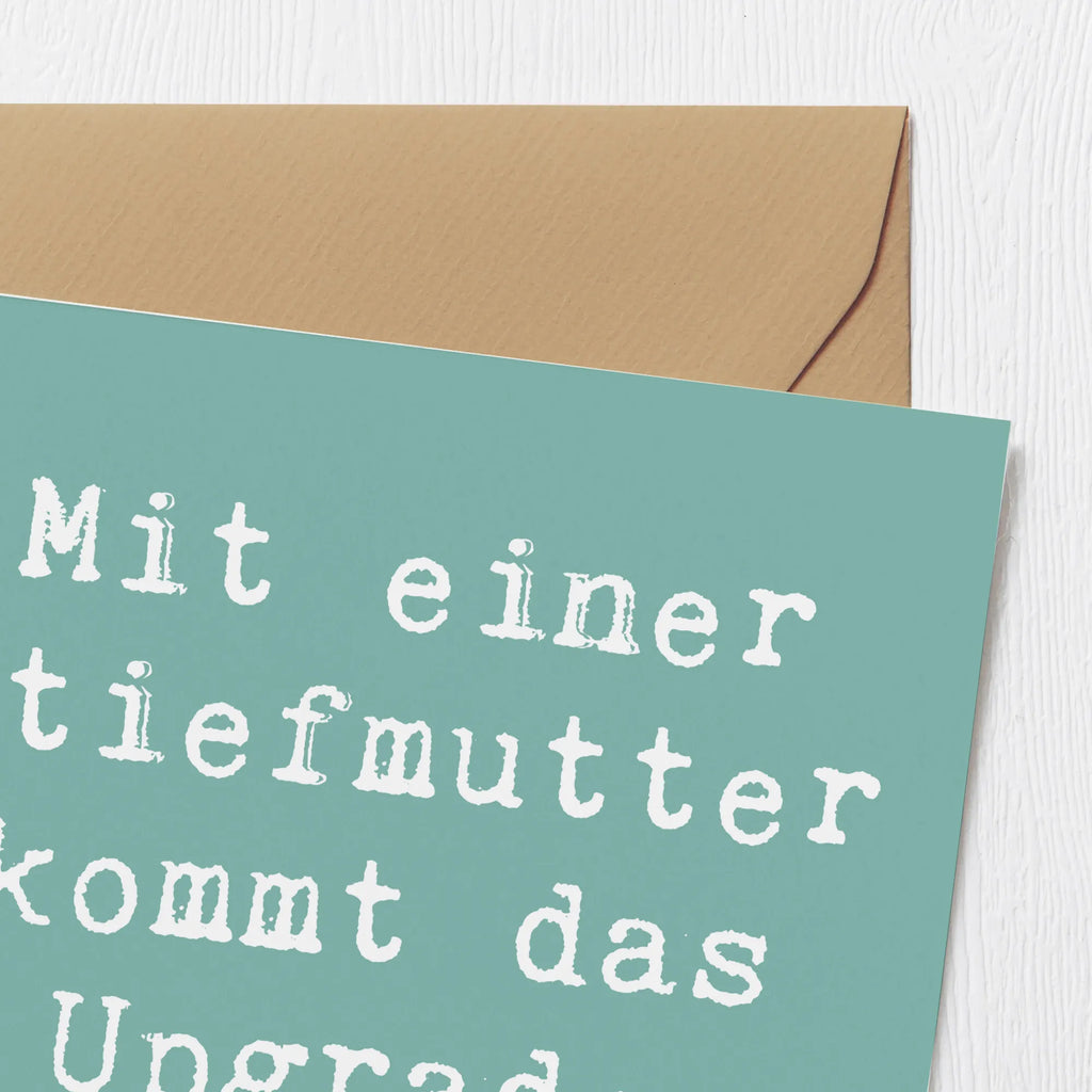 Deluxe Card Saying Mit einer Stiefmutter kommt das Upgrade fürs Herz. Hochzeitskarte, Hochwertige Grußkarte, Glückwunschkarte, Geburtstagskarte, Einladungskarte, Karte, Hochwertige Klappkarte, Grußkarte, Klappkarte, Familie, Vatertag, Muttertag, Bruder, Schwester, Mama, Papa, Oma, Opa