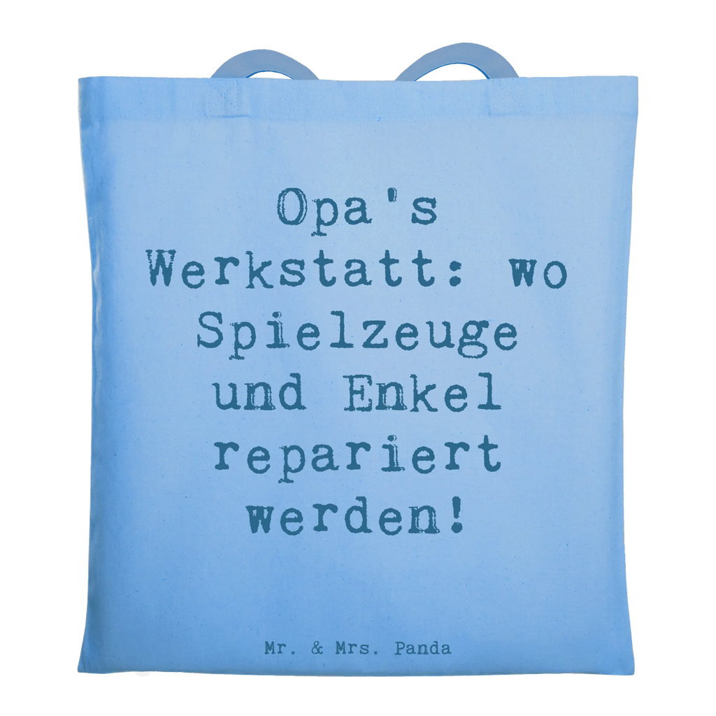 Tote bag Saying Opa's Werkstatt: wo Spielzeuge und Enkel repariert werden! Beuteltasche, Beutel, Einkaufstasche, Jutebeutel, Stoffbeutel, Tasche, Shopper, Umhängetasche, Strandtasche, Schultertasche, Stofftasche, Tragetasche, Badetasche, Jutetasche, Einkaufstüte, Laptoptasche, Familie, Vatertag, Muttertag, Bruder, Schwester, Mama, Papa, Oma, Opa