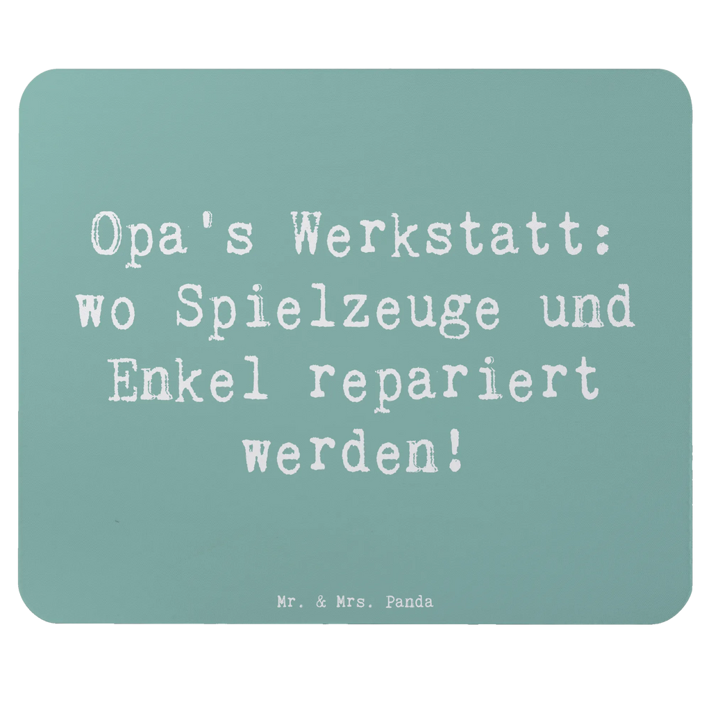 Mouse mat Saying Opa's Werkstatt: wo Spielzeuge und Enkel repariert werden! Mousepad, Computer zubehör, Büroausstattung, PC Zubehör, Arbeitszimmer, Mauspad, Einzigartiges Mauspad, Designer Mauspad, Mausunterlage, Mauspad Büro, Familie, Vatertag, Muttertag, Bruder, Schwester, Mama, Papa, Oma, Opa