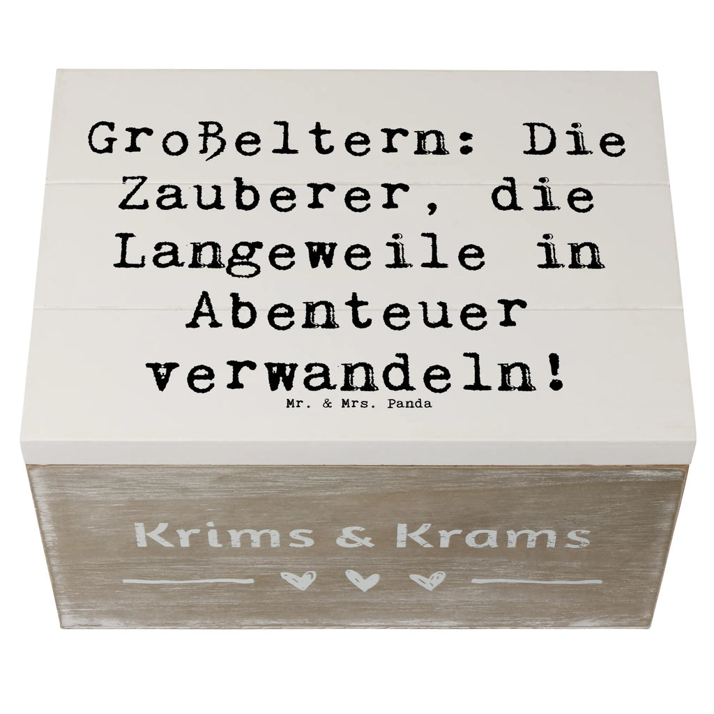 Wooden chest Saying Großeltern: Die Zauberer, die Langeweile in Abenteuer verwandeln! Erinnerungskiste, Kiste, Schatulle, Dekokiste, Geschenkbox, Holzkiste, Aufbewahrungsbox, XXL, Erinnerungsbox, Geschenkdose, Schatzkiste, Truhe, Familie, Vatertag, Muttertag, Bruder, Schwester, Mama, Papa, Oma, Opa