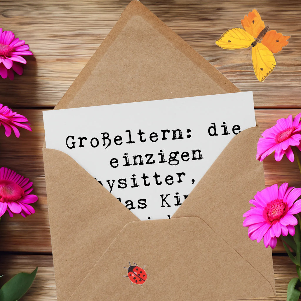 Deluxe Card Saying Großeltern: die einzigen Babysitter, die das Kind reicher zurückgeben als sie es bekamen. Hochwertige Klappkarte, Geburtstagskarte, Hochzeitskarte, Hochwertige Grußkarte, Klappkarte, Karte, Glückwunschkarte, Einladungskarte, Grußkarte, Familie, Vatertag, Muttertag, Bruder, Schwester, Mama, Papa, Oma, Opa