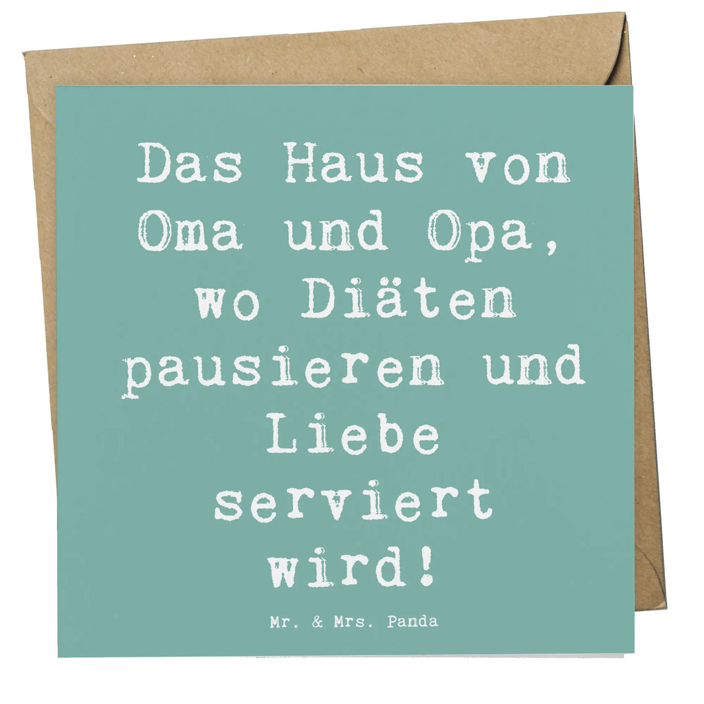 Deluxe Card Saying Das Haus von Oma und Opa, wo Diäten pausieren und Liebe serviert wird! Karte, Geburtstagskarte, Glückwunschkarte, Einladungskarte, Grußkarte, Klappkarte, Hochwertige Klappkarte, Hochwertige Grußkarte, Hochzeitskarte, Familie, Vatertag, Muttertag, Bruder, Schwester, Mama, Papa, Oma, Opa