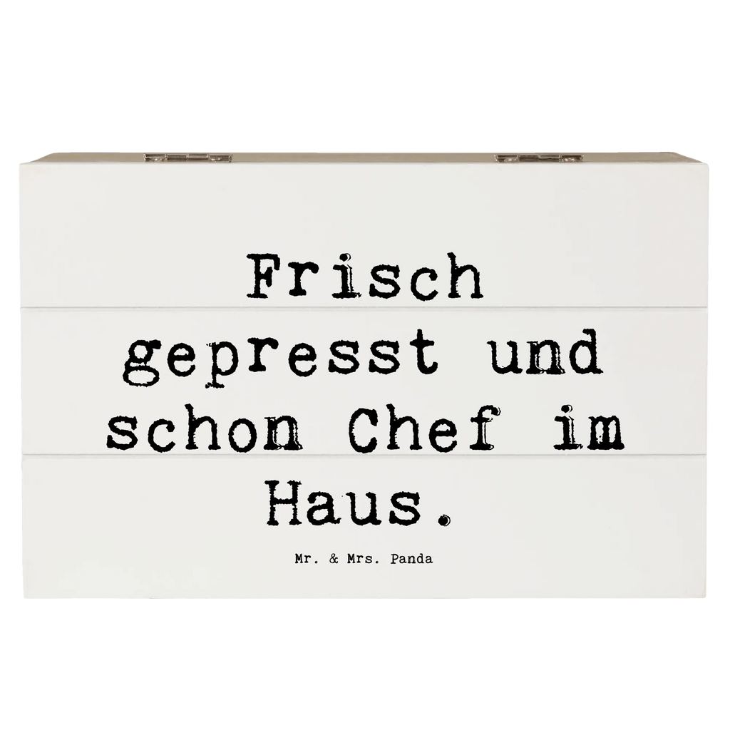 Wooden chest Saying Frisch gepresst und schon Chef im Haus. Schatulle, Schatzkiste, Truhe, Kiste, XXL, Dekokiste, Geschenkdose, Holzkiste, Erinnerungsbox, Erinnerungskiste, Aufbewahrungsbox, Geschenkbox, Familie, Vatertag, Muttertag, Bruder, Schwester, Mama, Papa, Oma, Opa