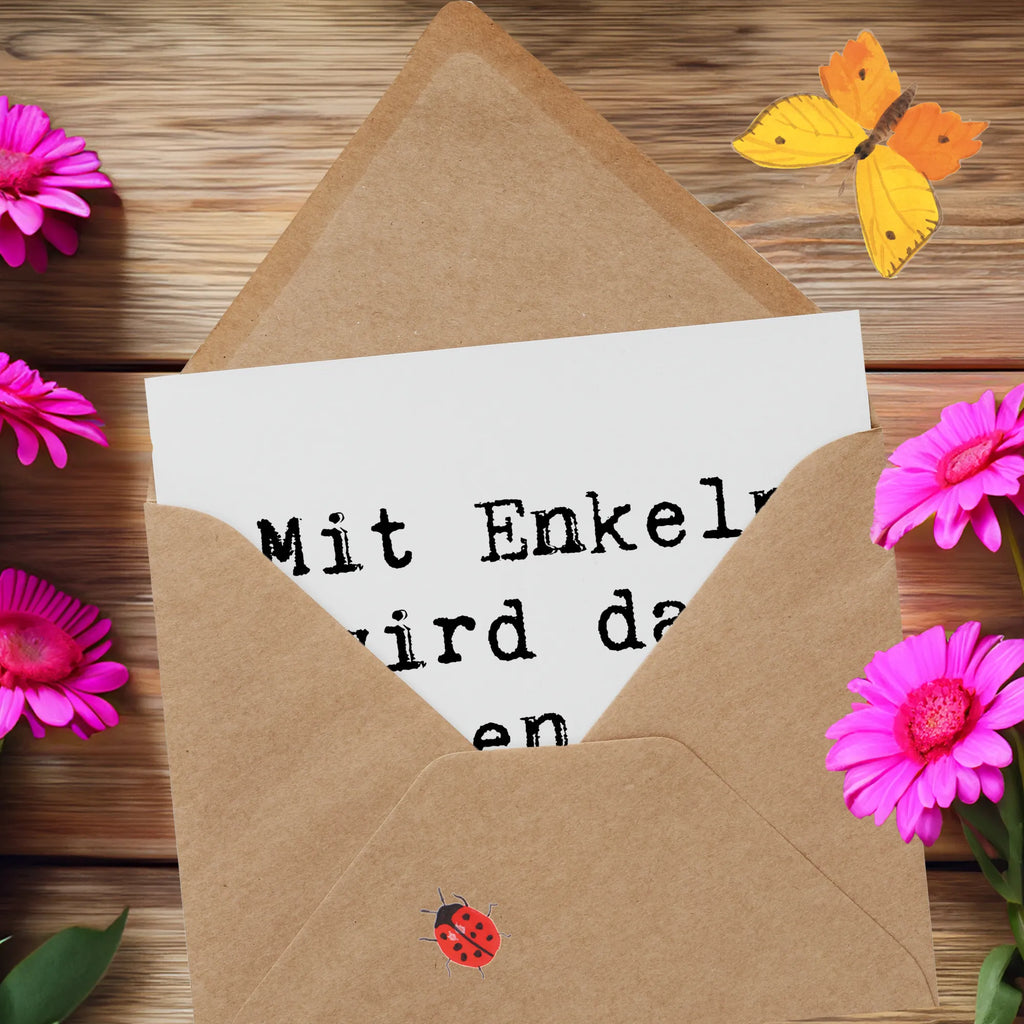 Deluxe Karte Spruch Enkelkinder Abenteuer Grußkarte, Hochwertige Grußkarte, Geburtstagskarte, Klappkarte, Hochzeitskarte, Karte, Einladungskarte, Hochwertige Klappkarte, Glückwunschkarte, Familie, Vatertag, Muttertag, Bruder, Schwester, Mama, Papa, Oma, Opa