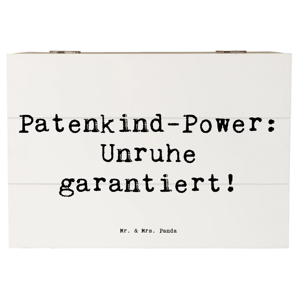 Wooden chest Saying Patenkind-Power: Unruhe garantiert! Geschenkdose, XXL, Schatulle, Schatzkiste, Geschenkbox, Erinnerungsbox, Aufbewahrungsbox, Dekokiste, Truhe, Kiste, Erinnerungskiste, Holzkiste, Familie, Vatertag, Muttertag, Bruder, Schwester, Mama, Papa, Oma, Opa