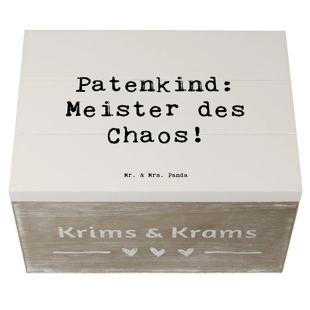 Holzkiste Spruch Patenkind Chaosmeister Schatzkiste, XXL, Truhe, Geschenkdose, Erinnerungskiste, Aufbewahrungsbox, Dekokiste, Holzkiste, Kiste, Geschenkbox, Schatulle, Erinnerungsbox, Familie, Vatertag, Muttertag, Bruder, Schwester, Mama, Papa, Oma, Opa
