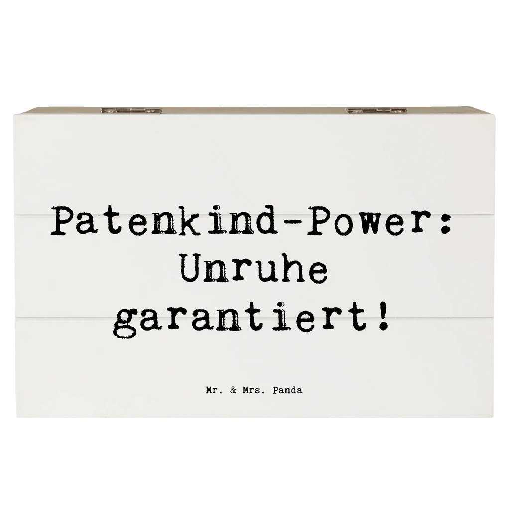 Wooden chest Saying Patenkind-Power: Unruhe garantiert! Geschenkdose, XXL, Schatulle, Schatzkiste, Geschenkbox, Erinnerungsbox, Aufbewahrungsbox, Dekokiste, Truhe, Kiste, Erinnerungskiste, Holzkiste, Familie, Vatertag, Muttertag, Bruder, Schwester, Mama, Papa, Oma, Opa