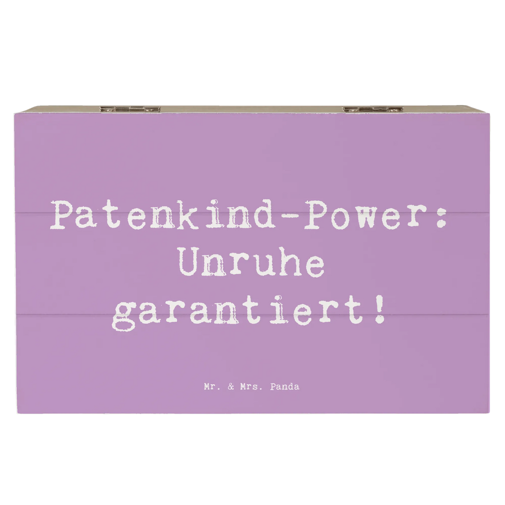 Wooden chest Saying Patenkind-Power: Unruhe garantiert! Geschenkdose, XXL, Schatulle, Schatzkiste, Geschenkbox, Erinnerungsbox, Aufbewahrungsbox, Dekokiste, Truhe, Kiste, Erinnerungskiste, Holzkiste, Familie, Vatertag, Muttertag, Bruder, Schwester, Mama, Papa, Oma, Opa