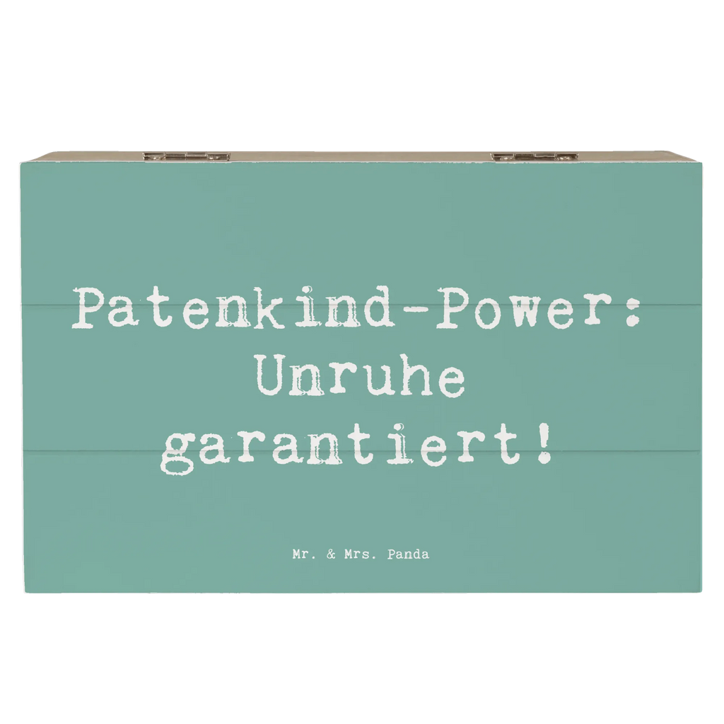 Wooden chest Saying Patenkind-Power: Unruhe garantiert! Geschenkdose, XXL, Schatulle, Schatzkiste, Geschenkbox, Erinnerungsbox, Aufbewahrungsbox, Dekokiste, Truhe, Kiste, Erinnerungskiste, Holzkiste, Familie, Vatertag, Muttertag, Bruder, Schwester, Mama, Papa, Oma, Opa