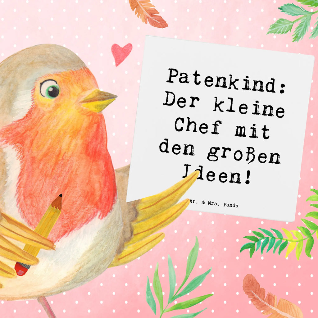 Deluxe Card Saying Patenkind: Der kleine Chef mit den großen Ideen! Karte, Hochzeitskarte, Klappkarte, Glückwunschkarte, Hochwertige Grußkarte, Geburtstagskarte, Grußkarte, Einladungskarte, Hochwertige Klappkarte, Familie, Vatertag, Muttertag, Bruder, Schwester, Mama, Papa, Oma, Opa