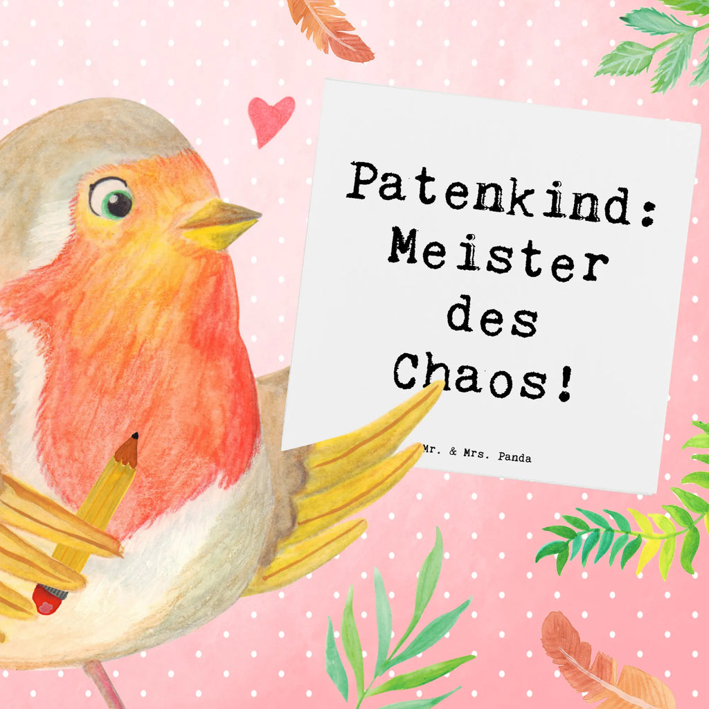 Deluxe Card Saying Patenkind: Meister des Chaos! Einladungskarte, Grußkarte, Karte, Klappkarte, Hochwertige Klappkarte, Hochzeitskarte, Hochwertige Grußkarte, Geburtstagskarte, Glückwunschkarte, Familie, Vatertag, Muttertag, Bruder, Schwester, Mama, Papa, Oma, Opa
