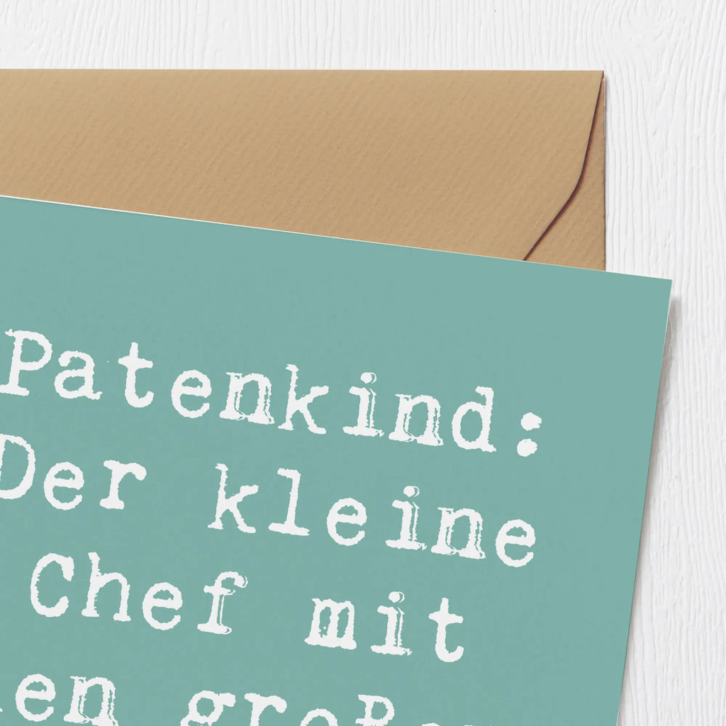 Deluxe Card Saying Patenkind: Der kleine Chef mit den großen Ideen! Karte, Hochzeitskarte, Klappkarte, Glückwunschkarte, Hochwertige Grußkarte, Geburtstagskarte, Grußkarte, Einladungskarte, Hochwertige Klappkarte, Familie, Vatertag, Muttertag, Bruder, Schwester, Mama, Papa, Oma, Opa