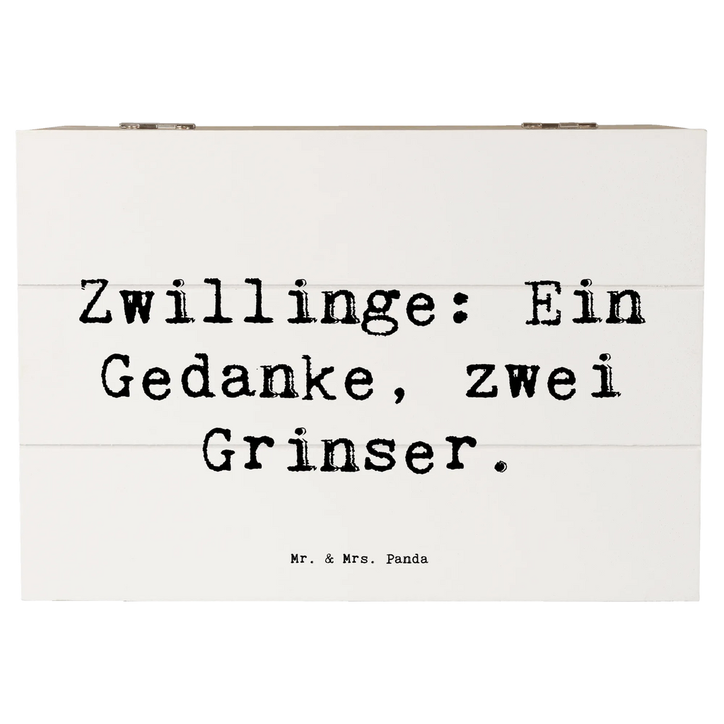 Wooden chest Saying Zwillinge: Ein Gedanke, zwei Grinser. Geschenkdose, Erinnerungsbox, Holzkiste, Schatzkiste, Geschenkbox, Aufbewahrungsbox, Schatulle, Erinnerungskiste, XXL, Kiste, Dekokiste, Truhe, Familie, Vatertag, Muttertag, Bruder, Schwester, Mama, Papa, Oma, Opa
