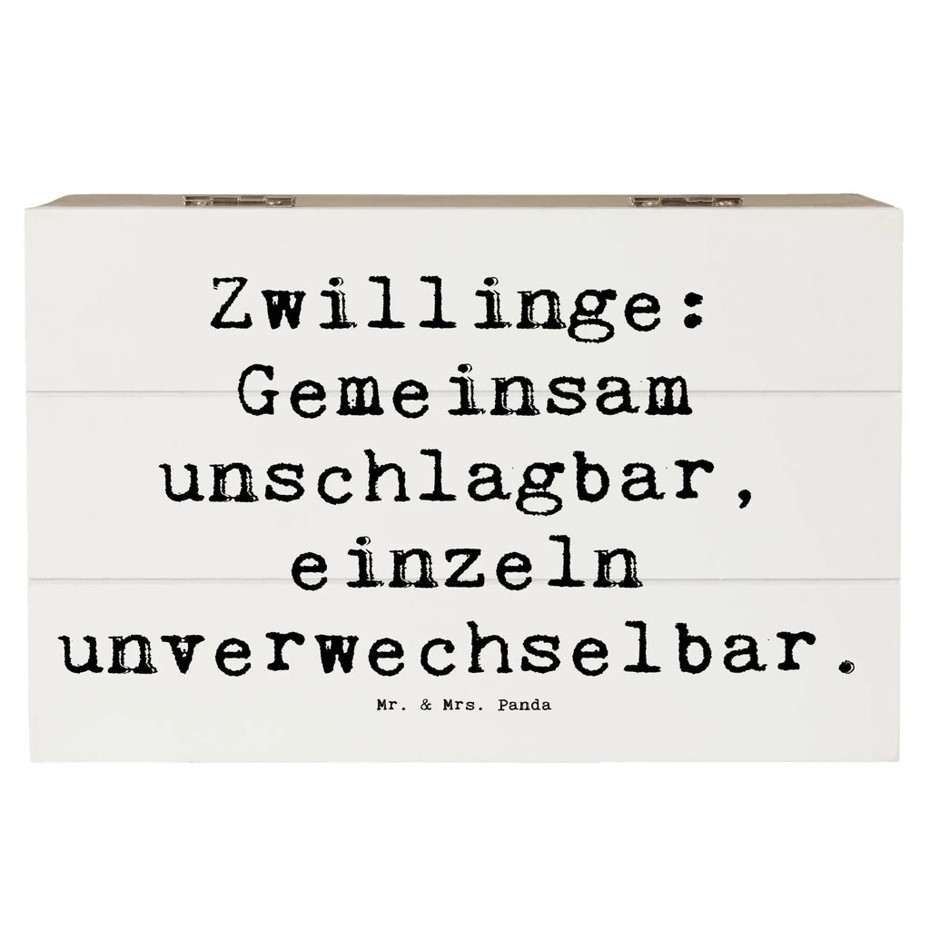 Wooden chest Saying Zwillinge: Gemeinsam unschlagbar, einzeln unverwechselbar. Holzkiste, Kiste, Dekokiste, Schatzkiste, Erinnerungskiste, Erinnerungsbox, Geschenkbox, Geschenkdose, Truhe, Schatulle, XXL, Aufbewahrungsbox, Familie, Vatertag, Muttertag, Bruder, Schwester, Mama, Papa, Oma, Opa