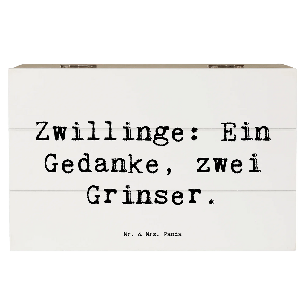 Wooden chest Saying Zwillinge: Ein Gedanke, zwei Grinser. Geschenkdose, Erinnerungsbox, Holzkiste, Schatzkiste, Geschenkbox, Aufbewahrungsbox, Schatulle, Erinnerungskiste, XXL, Kiste, Dekokiste, Truhe, Familie, Vatertag, Muttertag, Bruder, Schwester, Mama, Papa, Oma, Opa