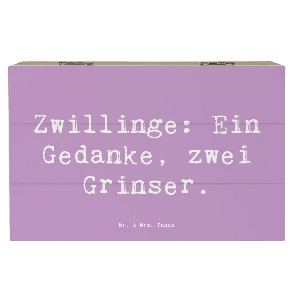 Wooden chest Saying Zwillinge: Ein Gedanke, zwei Grinser. Geschenkdose, Erinnerungsbox, Holzkiste, Schatzkiste, Geschenkbox, Aufbewahrungsbox, Schatulle, Erinnerungskiste, XXL, Kiste, Dekokiste, Truhe, Familie, Vatertag, Muttertag, Bruder, Schwester, Mama, Papa, Oma, Opa