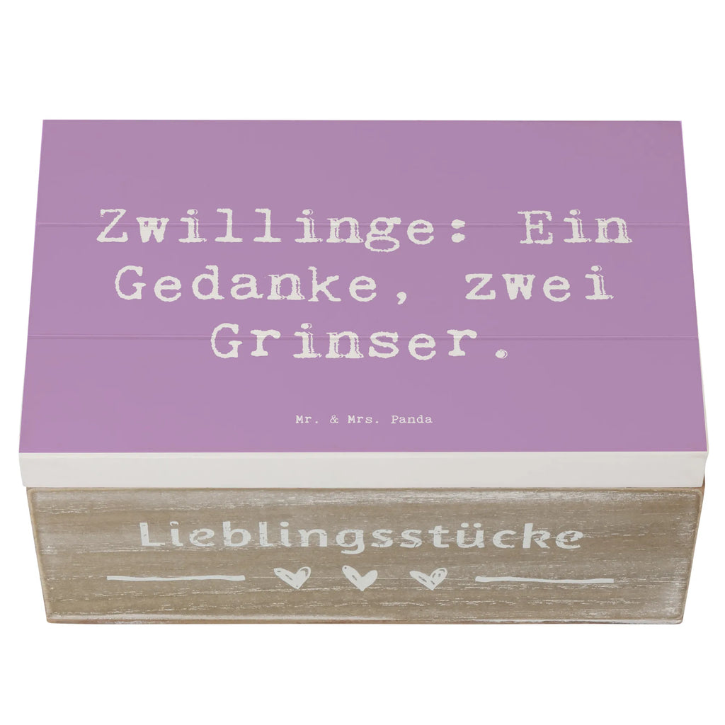 Wooden chest Saying Zwillinge: Ein Gedanke, zwei Grinser. Geschenkdose, Erinnerungsbox, Holzkiste, Schatzkiste, Geschenkbox, Aufbewahrungsbox, Schatulle, Erinnerungskiste, XXL, Kiste, Dekokiste, Truhe, Familie, Vatertag, Muttertag, Bruder, Schwester, Mama, Papa, Oma, Opa