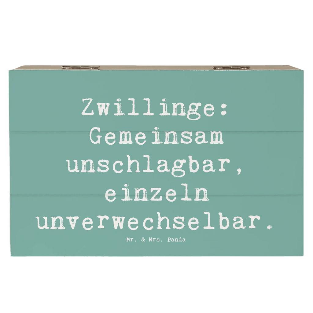 Wooden chest Saying Zwillinge: Gemeinsam unschlagbar, einzeln unverwechselbar. Holzkiste, Kiste, Dekokiste, Schatzkiste, Erinnerungskiste, Erinnerungsbox, Geschenkbox, Geschenkdose, Truhe, Schatulle, XXL, Aufbewahrungsbox, Familie, Vatertag, Muttertag, Bruder, Schwester, Mama, Papa, Oma, Opa
