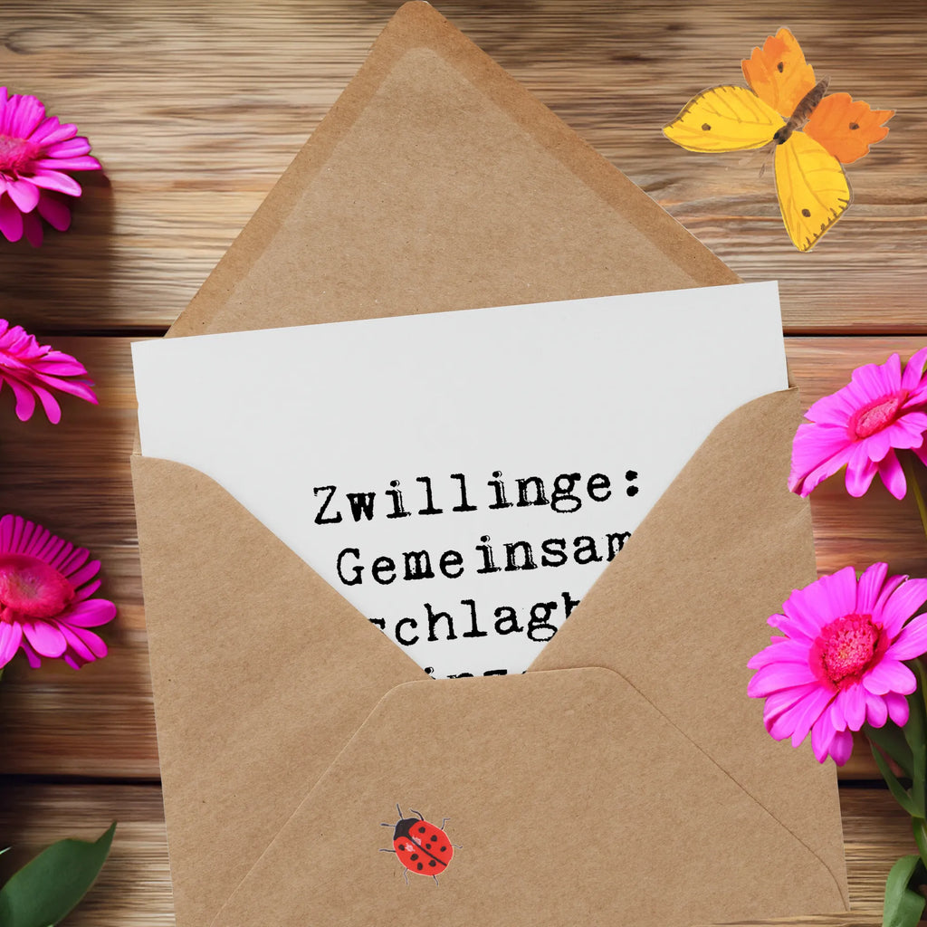 Deluxe Karte Spruch Unschlagbare Zwillingsgeschwister Hochwertige Klappkarte, Einladungskarte, Glückwunschkarte, Hochzeitskarte, Grußkarte, Klappkarte, Hochwertige Grußkarte, Karte, Geburtstagskarte, Familie, Vatertag, Muttertag, Bruder, Schwester, Mama, Papa, Oma, Opa