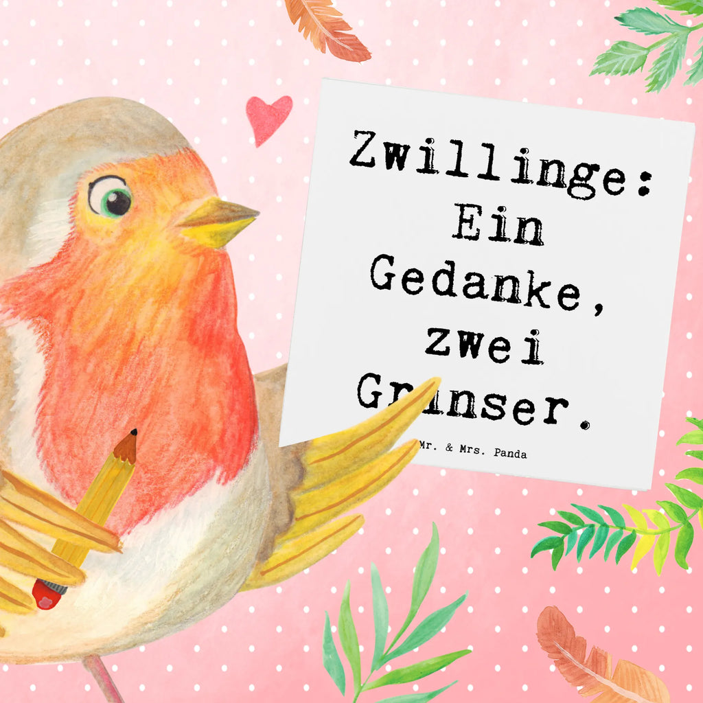 Deluxe Card Saying Zwillinge: Ein Gedanke, zwei Grinser. Hochwertige Klappkarte, Geburtstagskarte, Klappkarte, Einladungskarte, Grußkarte, Karte, Hochwertige Grußkarte, Glückwunschkarte, Hochzeitskarte, Familie, Vatertag, Muttertag, Bruder, Schwester, Mama, Papa, Oma, Opa