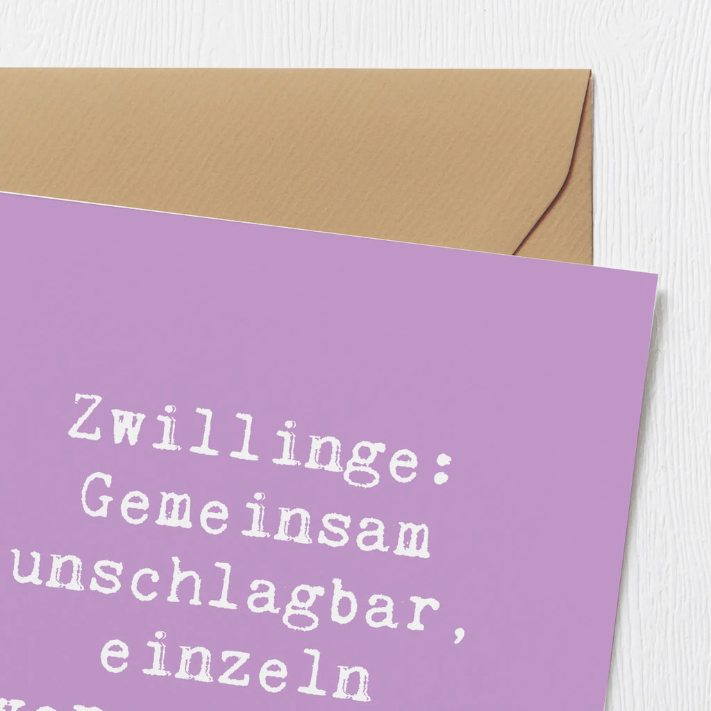 Deluxe Karte Spruch Unschlagbare Zwillingsgeschwister Hochwertige Klappkarte, Einladungskarte, Glückwunschkarte, Hochzeitskarte, Grußkarte, Klappkarte, Hochwertige Grußkarte, Karte, Geburtstagskarte, Familie, Vatertag, Muttertag, Bruder, Schwester, Mama, Papa, Oma, Opa