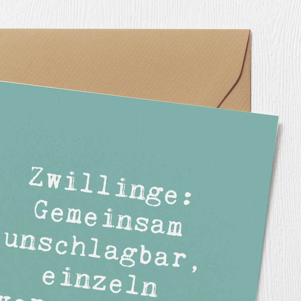 Deluxe Karte Spruch Unschlagbare Zwillingsgeschwister Hochwertige Klappkarte, Einladungskarte, Glückwunschkarte, Hochzeitskarte, Grußkarte, Klappkarte, Hochwertige Grußkarte, Karte, Geburtstagskarte, Familie, Vatertag, Muttertag, Bruder, Schwester, Mama, Papa, Oma, Opa