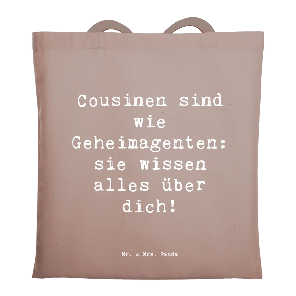 Tote bag Saying Cousinen sind wie Geheimagenten: sie wissen alles über dich! Beuteltasche, Beutel, Einkaufstasche, Jutebeutel, Stoffbeutel, Tasche, Shopper, Umhängetasche, Strandtasche, Schultertasche, Stofftasche, Tragetasche, Badetasche, Jutetasche, Einkaufstüte, Laptoptasche, Familie, Vatertag, Muttertag, Bruder, Schwester, Mama, Papa, Oma, Opa
