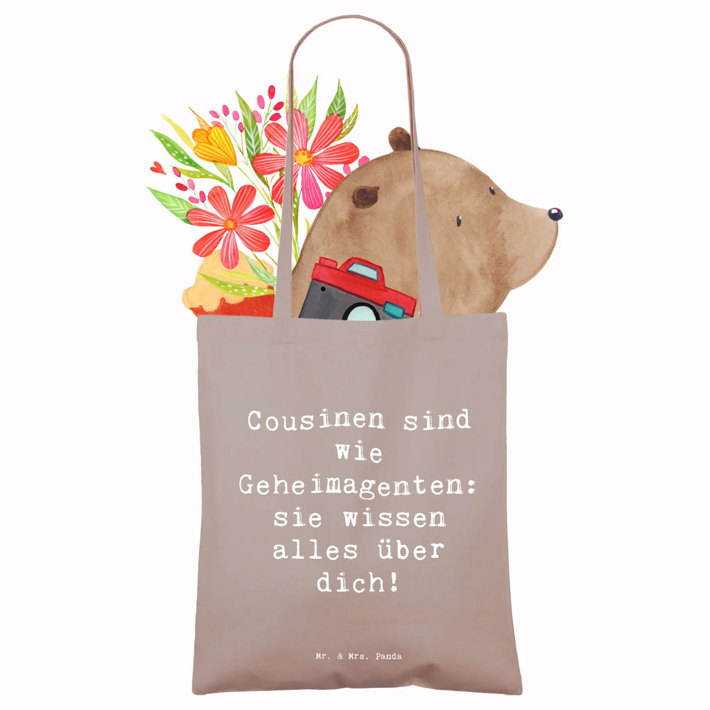 Tote bag Saying Cousinen sind wie Geheimagenten: sie wissen alles über dich! Beuteltasche, Beutel, Einkaufstasche, Jutebeutel, Stoffbeutel, Tasche, Shopper, Umhängetasche, Strandtasche, Schultertasche, Stofftasche, Tragetasche, Badetasche, Jutetasche, Einkaufstüte, Laptoptasche, Familie, Vatertag, Muttertag, Bruder, Schwester, Mama, Papa, Oma, Opa