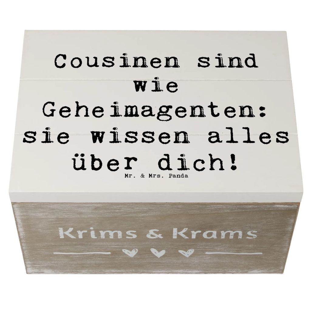 Holzkiste Spruch Cousinen Geheimagenten Erinnerungsbox, Holzkiste, Truhe, Geschenkdose, Aufbewahrungsbox, Geschenkbox, XXL, Erinnerungskiste, Schatulle, Schatzkiste, Dekokiste, Kiste, Familie, Vatertag, Muttertag, Bruder, Schwester, Mama, Papa, Oma, Opa