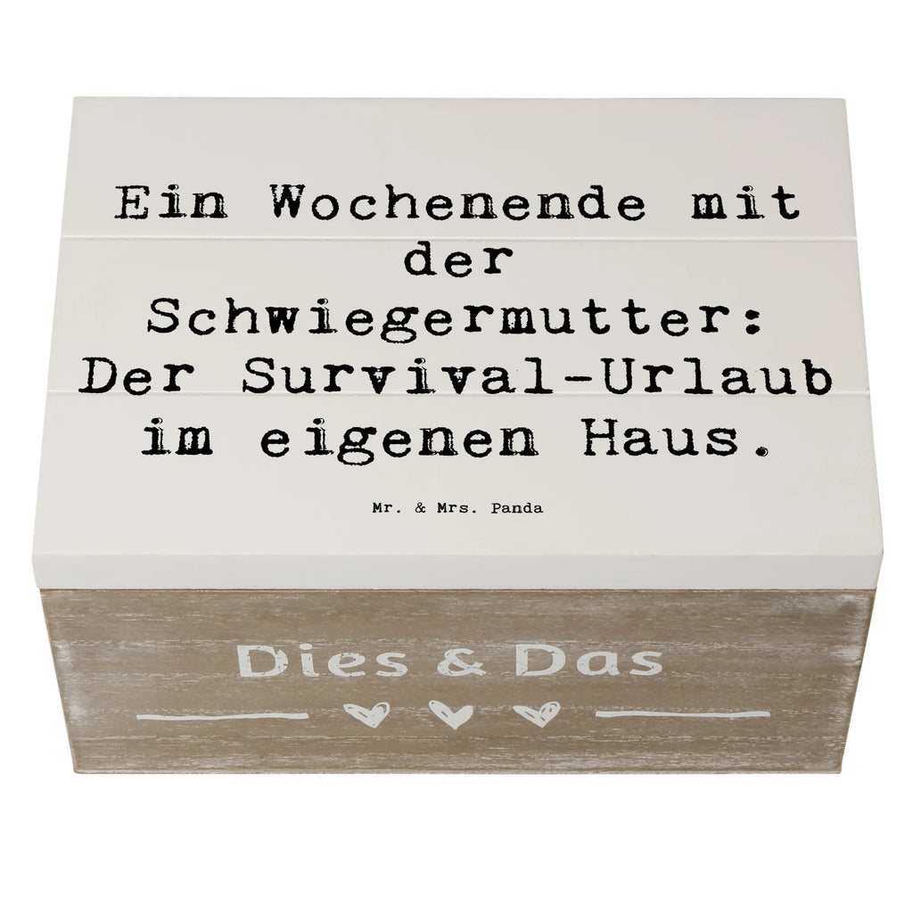 Wooden chest Saying Ein Wochenende mit der Schwiegermutter: Der Survival-Urlaub im eigenen Haus. Schatzkiste, Dekokiste, Geschenkdose, Schatulle, Aufbewahrungsbox, Kiste, Erinnerungsbox, XXL, Erinnerungskiste, Truhe, Geschenkbox, Holzkiste, Familie, Vatertag, Muttertag, Bruder, Schwester, Mama, Papa, Oma, Opa