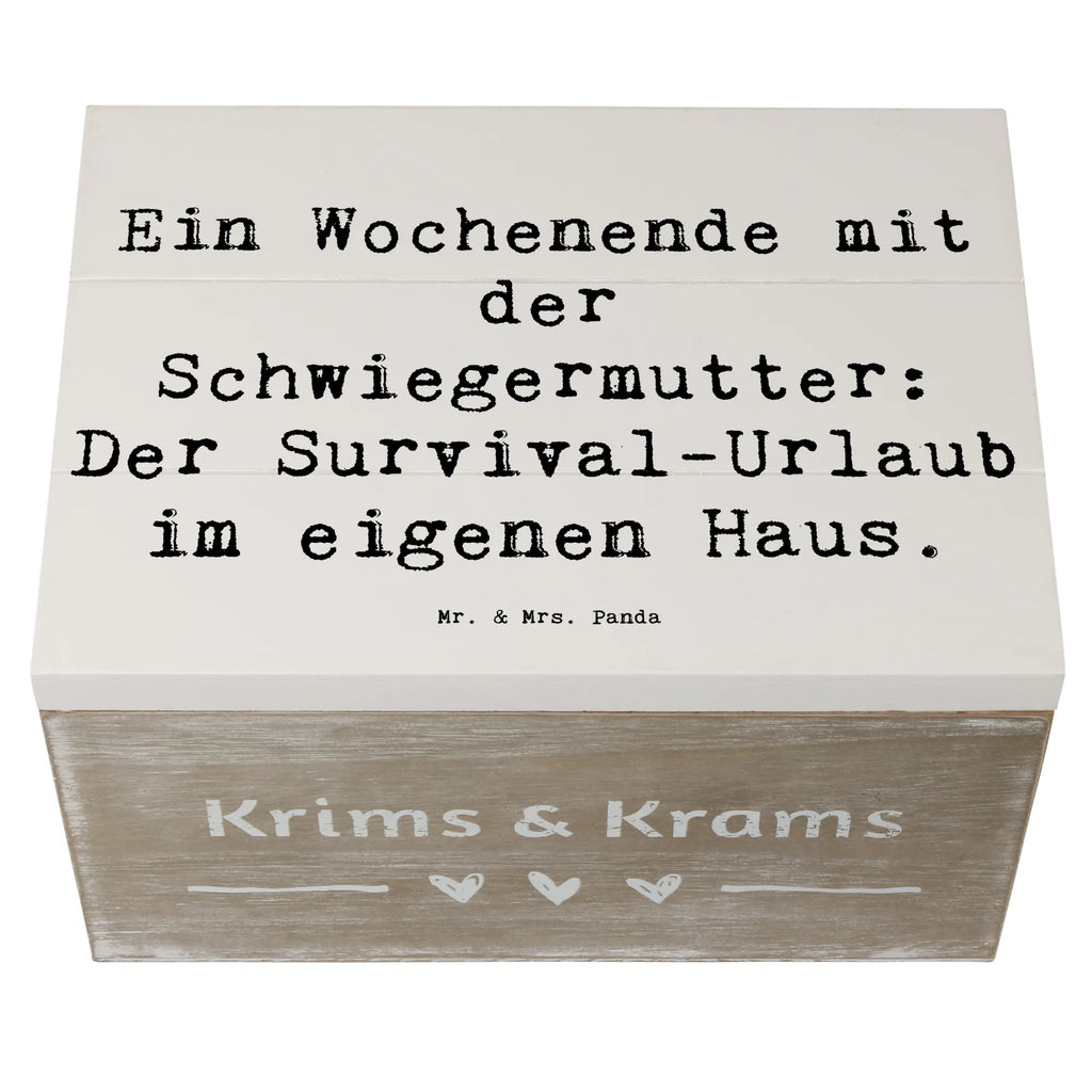 Wooden chest Saying Ein Wochenende mit der Schwiegermutter: Der Survival-Urlaub im eigenen Haus. Schatzkiste, Dekokiste, Geschenkdose, Schatulle, Aufbewahrungsbox, Kiste, Erinnerungsbox, XXL, Erinnerungskiste, Truhe, Geschenkbox, Holzkiste, Familie, Vatertag, Muttertag, Bruder, Schwester, Mama, Papa, Oma, Opa
