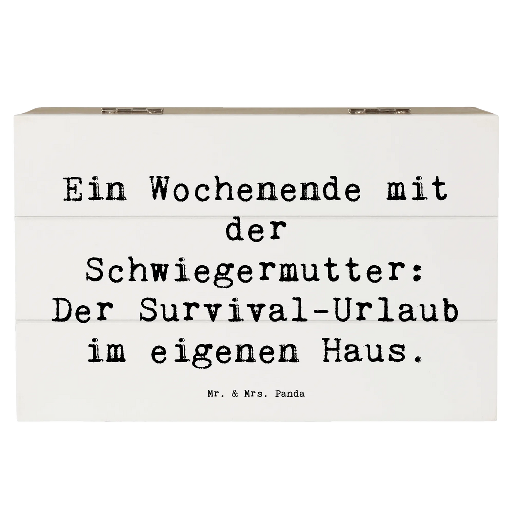Wooden chest Saying Ein Wochenende mit der Schwiegermutter: Der Survival-Urlaub im eigenen Haus. Schatzkiste, Dekokiste, Geschenkdose, Schatulle, Aufbewahrungsbox, Kiste, Erinnerungsbox, XXL, Erinnerungskiste, Truhe, Geschenkbox, Holzkiste, Familie, Vatertag, Muttertag, Bruder, Schwester, Mama, Papa, Oma, Opa