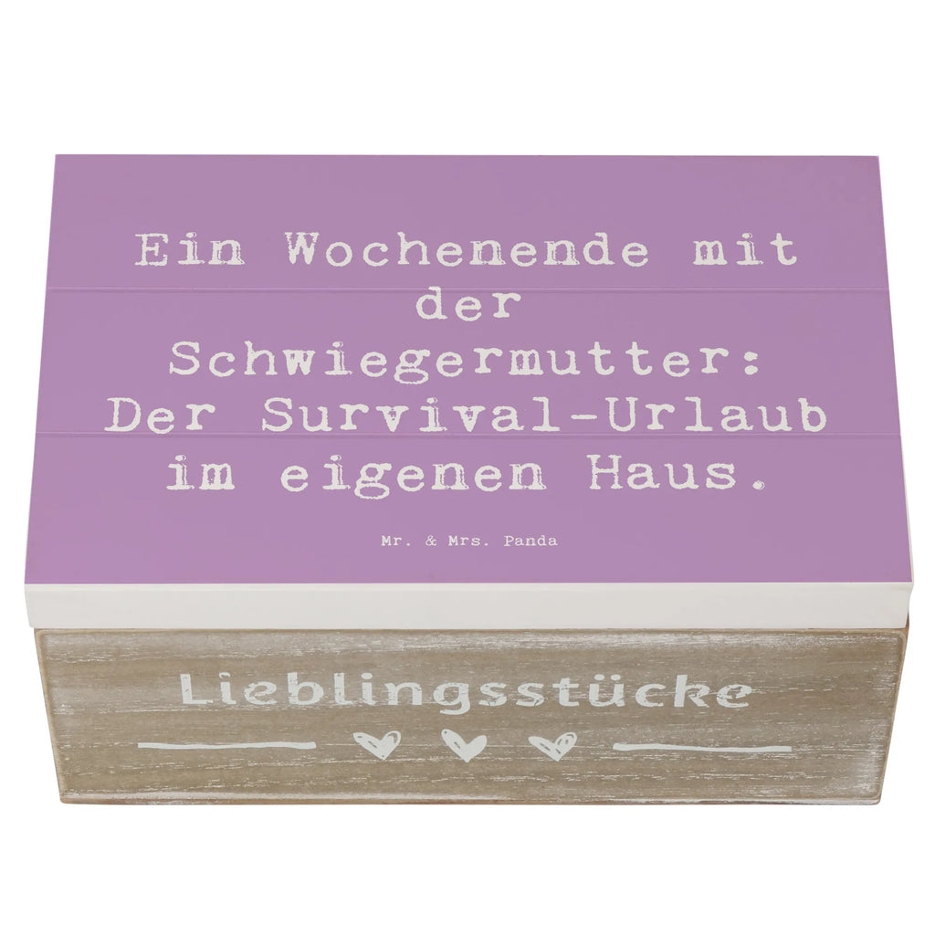 Wooden chest Saying Ein Wochenende mit der Schwiegermutter: Der Survival-Urlaub im eigenen Haus. Schatzkiste, Dekokiste, Geschenkdose, Schatulle, Aufbewahrungsbox, Kiste, Erinnerungsbox, XXL, Erinnerungskiste, Truhe, Geschenkbox, Holzkiste, Familie, Vatertag, Muttertag, Bruder, Schwester, Mama, Papa, Oma, Opa