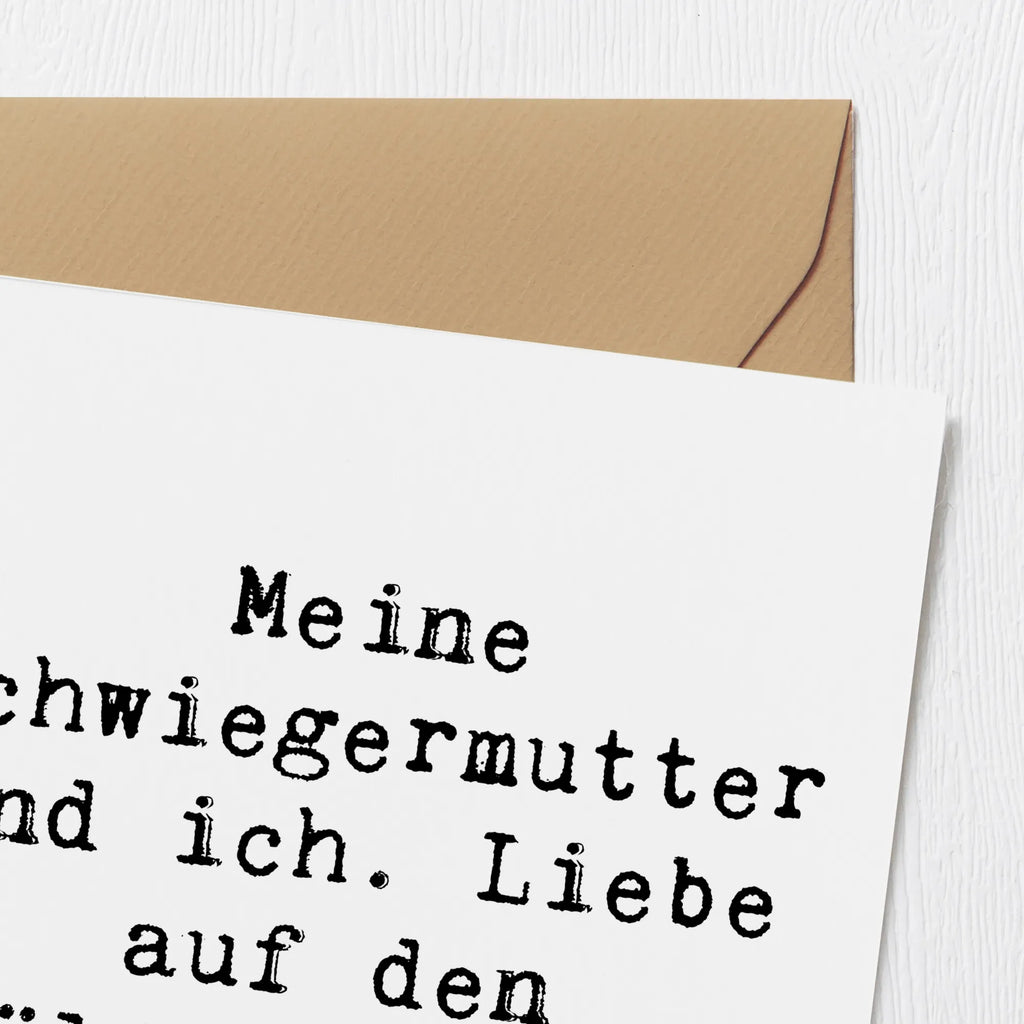 Deluxe Card Saying Meine Schwiegermutter und ich. Liebe auf den zwölften Blick. Karte, Grußkarte, Klappkarte, Hochwertige Grußkarte, Geburtstagskarte, Einladungskarte, Hochwertige Klappkarte, Glückwunschkarte, Hochzeitskarte, Familie, Vatertag, Muttertag, Bruder, Schwester, Mama, Papa, Oma, Opa