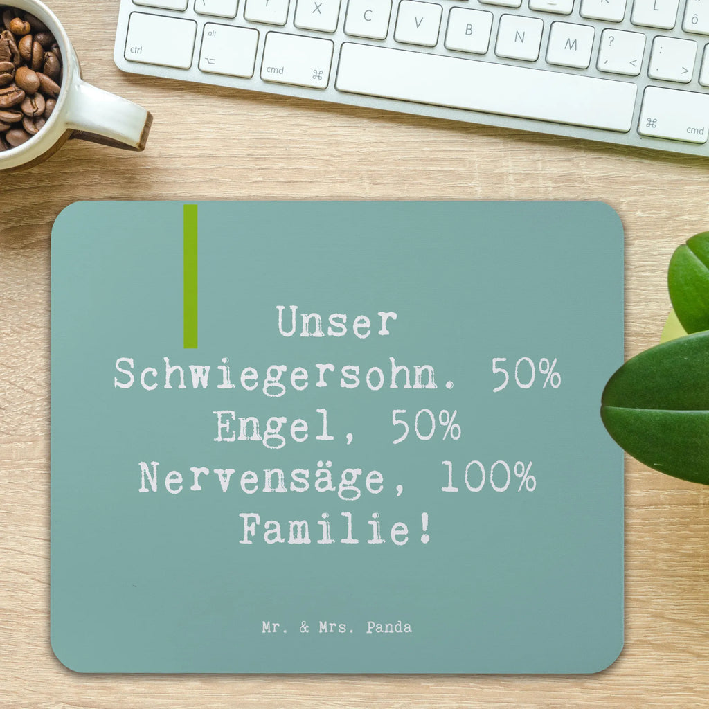 Mouse mat Saying Unser Schwiegersohn. 50% Engel, 50% Nervensäge, 100% Familie! Mousepad, Computer zubehör, Büroausstattung, PC Zubehör, Arbeitszimmer, Mauspad, Einzigartiges Mauspad, Designer Mauspad, Mausunterlage, Mauspad Büro, Familie, Vatertag, Muttertag, Bruder, Schwester, Mama, Papa, Oma, Opa