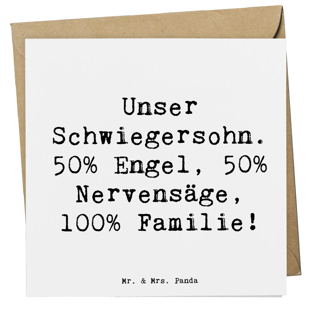 Deluxe Card Saying Unser Schwiegersohn. 50% Engel, 50% Nervensäge, 100% Familie! Karte, Geburtstagskarte, Einladungskarte, Hochzeitskarte, Glückwunschkarte, Grußkarte, Hochwertige Klappkarte, Klappkarte, Hochwertige Grußkarte, Familie, Vatertag, Muttertag, Bruder, Schwester, Mama, Papa, Oma, Opa