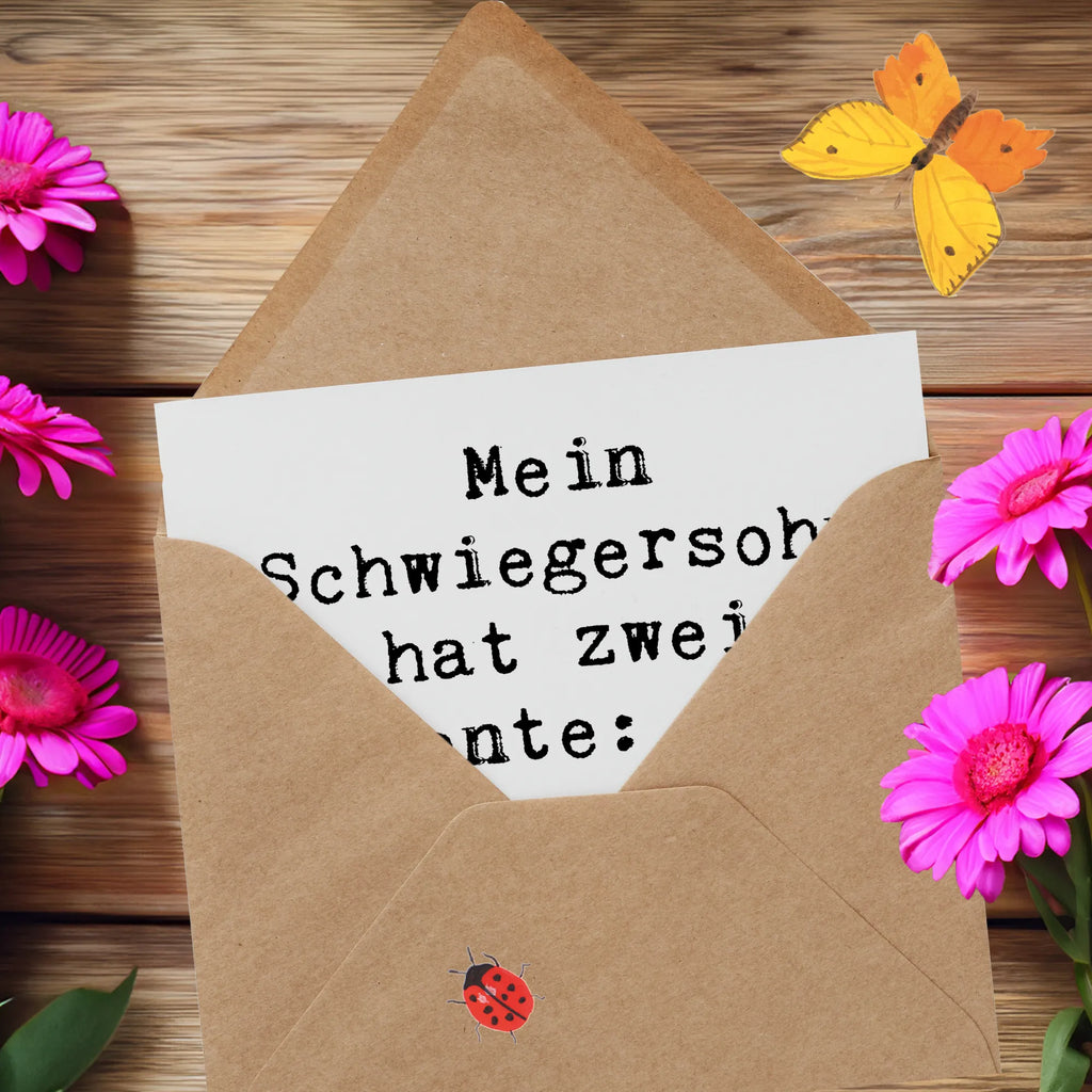 Deluxe Card Saying Mein Schwiegersohn hat zwei Talente: Mein Herz erobern und mein WLAN verbrauchen. Karte, Klappkarte, Hochwertige Klappkarte, Geburtstagskarte, Einladungskarte, Grußkarte, Hochzeitskarte, Glückwunschkarte, Hochwertige Grußkarte, Familie, Vatertag, Muttertag, Bruder, Schwester, Mama, Papa, Oma, Opa