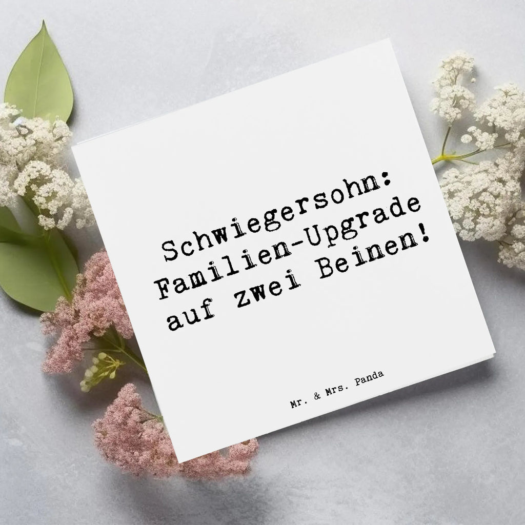Deluxe Karte Spruch Schwiegersohn Upgrade Klappkarte, Einladungskarte, Glückwunschkarte, Hochzeitskarte, Geburtstagskarte, Karte, Hochwertige Klappkarte, Grußkarte, Hochwertige Grußkarte, Familie, Vatertag, Muttertag, Bruder, Schwester, Mama, Papa, Oma, Opa