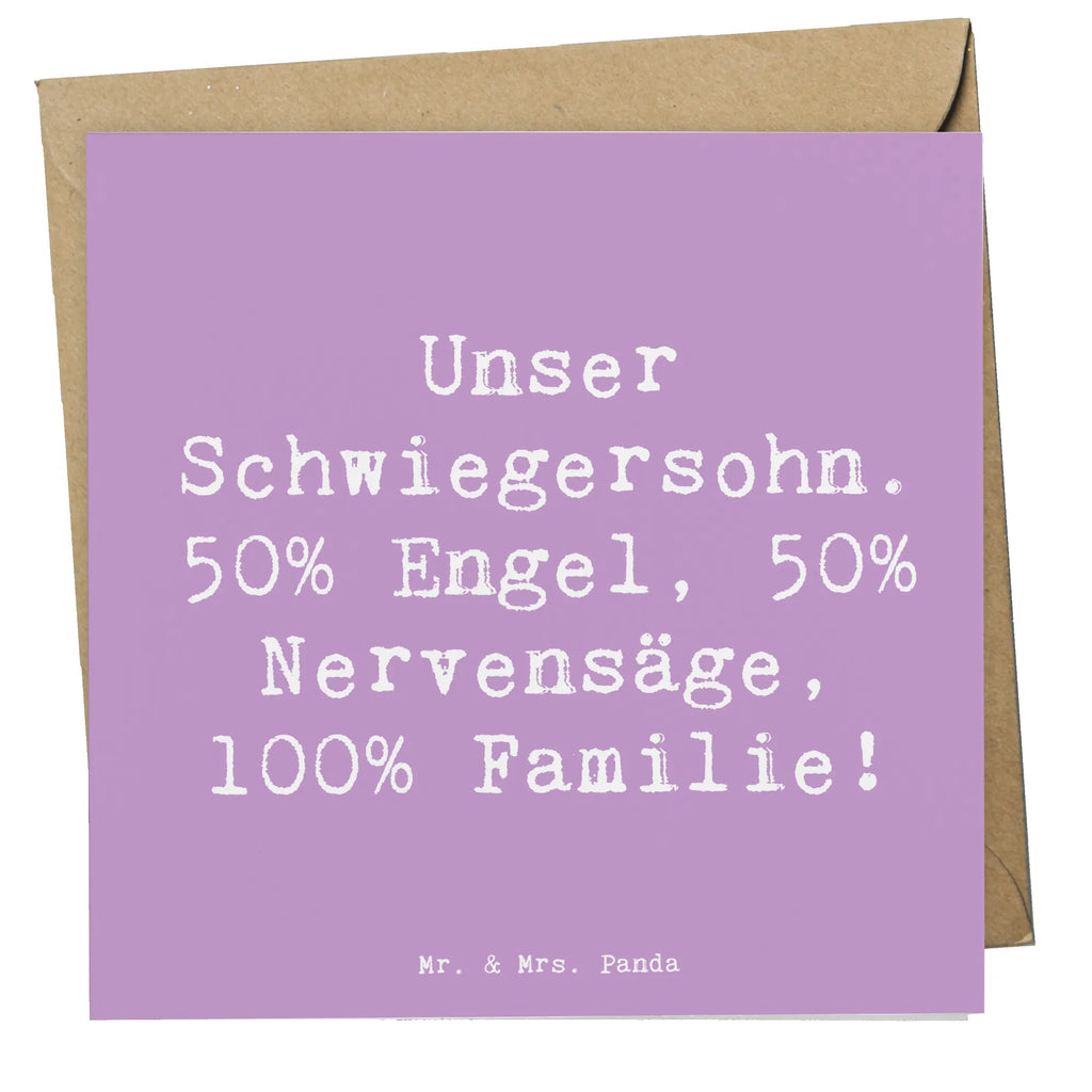 Deluxe Card Saying Unser Schwiegersohn. 50% Engel, 50% Nervensäge, 100% Familie! Karte, Geburtstagskarte, Einladungskarte, Hochzeitskarte, Glückwunschkarte, Grußkarte, Hochwertige Klappkarte, Klappkarte, Hochwertige Grußkarte, Familie, Vatertag, Muttertag, Bruder, Schwester, Mama, Papa, Oma, Opa