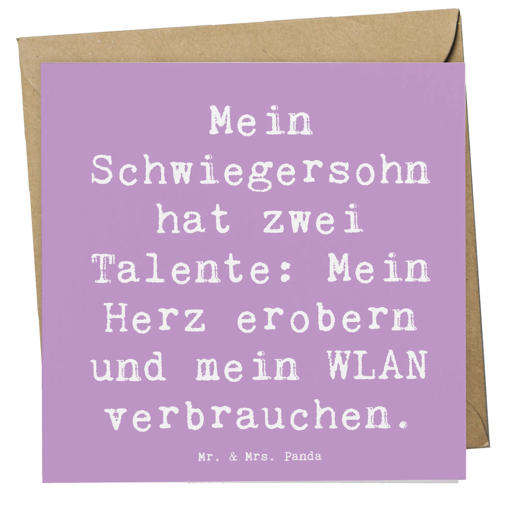 Deluxe Card Saying Mein Schwiegersohn hat zwei Talente: Mein Herz erobern und mein WLAN verbrauchen. Karte, Klappkarte, Hochwertige Klappkarte, Geburtstagskarte, Einladungskarte, Grußkarte, Hochzeitskarte, Glückwunschkarte, Hochwertige Grußkarte, Familie, Vatertag, Muttertag, Bruder, Schwester, Mama, Papa, Oma, Opa