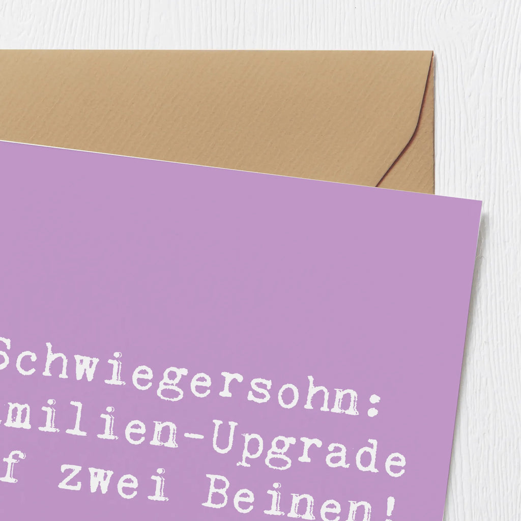 Deluxe Karte Spruch Schwiegersohn Upgrade Klappkarte, Einladungskarte, Glückwunschkarte, Hochzeitskarte, Geburtstagskarte, Karte, Hochwertige Klappkarte, Grußkarte, Hochwertige Grußkarte, Familie, Vatertag, Muttertag, Bruder, Schwester, Mama, Papa, Oma, Opa