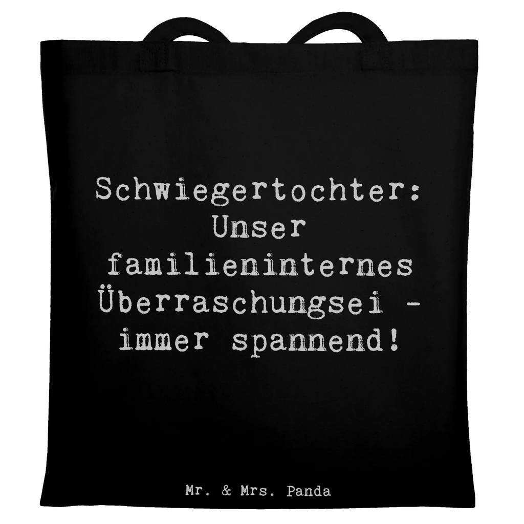 Tote bag Saying Schwiegertochter: Unser familieninternes Überraschungsei - immer spannend! Umhängetasche, Shopper, Einkaufstüte, Jutetasche, Strandtasche, Schultertasche, Einkaufstasche, Jutebeutel, Beuteltasche, Stoffbeutel, Stofftasche, Badetasche, Laptoptasche, Beutel, Tragetasche, Tasche, Familie, Vatertag, Muttertag, Bruder, Schwester, Mama, Papa, Oma, Opa