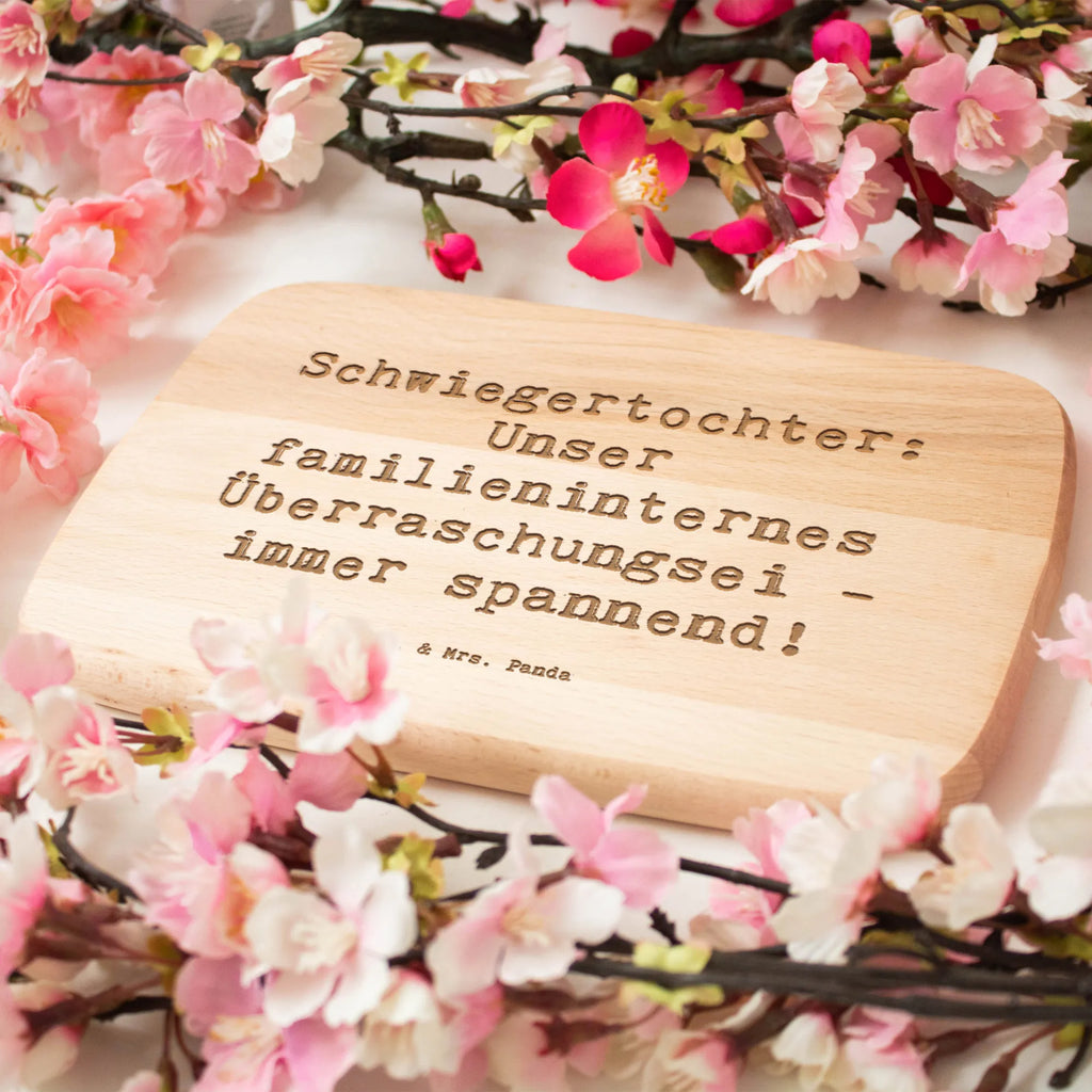 Serving board Saying Schwiegertochter: Unser familieninternes Überraschungsei - immer spannend! cutting board, Board, breakfast board, Family, Father's Day, Mother's Day, brother, sister, Mom, Dad