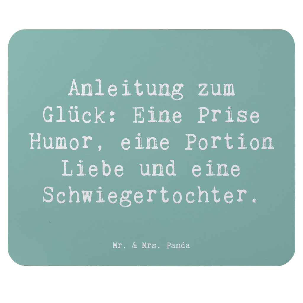 Mouse mat Saying Anleitung zum Glück: Eine Prise Humor, eine Portion Liebe und eine Schwiegertochter. Mousepad, Computer zubehör, Büroausstattung, PC Zubehör, Arbeitszimmer, Mauspad, Einzigartiges Mauspad, Designer Mauspad, Mausunterlage, Mauspad Büro, Familie, Vatertag, Muttertag, Bruder, Schwester, Mama, Papa, Oma, Opa