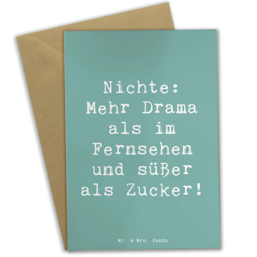 Greetings card Saying Nichte: Mehr Drama als im Fernsehen und süßer als Zucker! Grußkarte, Klappkarte, Einladungskarte, Glückwunschkarte, Hochzeitskarte, Geburtstagskarte, Karte, Ansichtskarten, Familie, Vatertag, Muttertag, Bruder, Schwester, Mama, Papa, Oma, Opa
