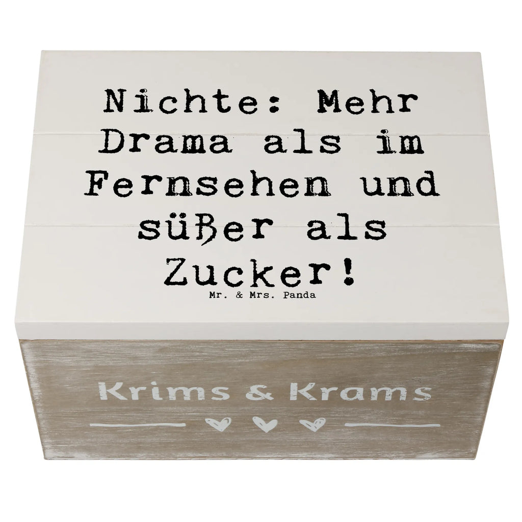 Wooden chest Saying Nichte: Mehr Drama als im Fernsehen und süßer als Zucker! Geschenkbox, Dekokiste, Erinnerungskiste, Erinnerungsbox, Truhe, Schatulle, Aufbewahrungsbox, Kiste, Holzkiste, Schatzkiste, XXL, Geschenkdose, Familie, Vatertag, Muttertag, Bruder, Schwester, Mama, Papa, Oma, Opa