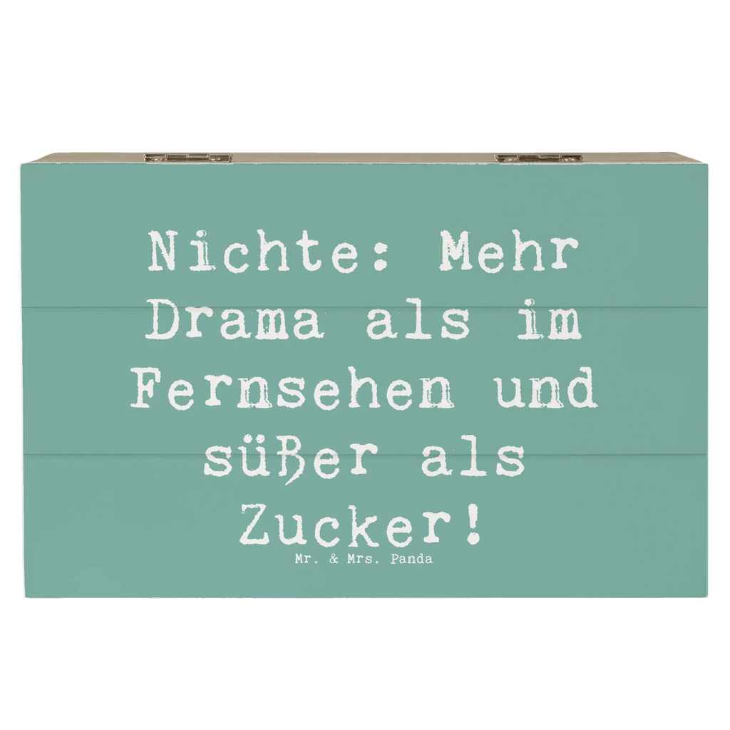 Wooden chest Saying Nichte: Mehr Drama als im Fernsehen und süßer als Zucker! Geschenkbox, Dekokiste, Erinnerungskiste, Erinnerungsbox, Truhe, Schatulle, Aufbewahrungsbox, Kiste, Holzkiste, Schatzkiste, XXL, Geschenkdose, Familie, Vatertag, Muttertag, Bruder, Schwester, Mama, Papa, Oma, Opa