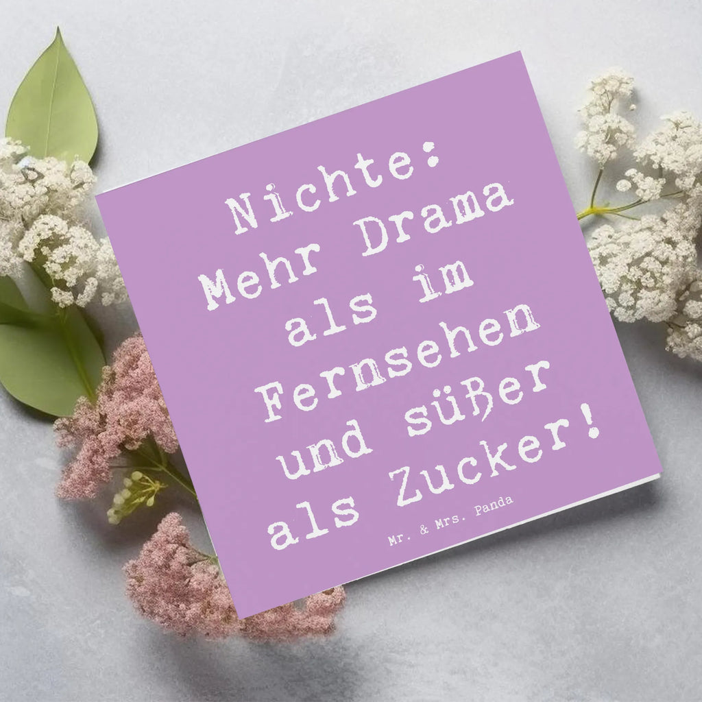 Deluxe Card Saying Nichte: Mehr Drama als im Fernsehen und süßer als Zucker! Glückwunschkarte, Hochwertige Klappkarte, Einladungskarte, Klappkarte, Geburtstagskarte, Grußkarte, Karte, Hochzeitskarte, Hochwertige Grußkarte, Familie, Vatertag, Muttertag, Bruder, Schwester, Mama, Papa, Oma, Opa