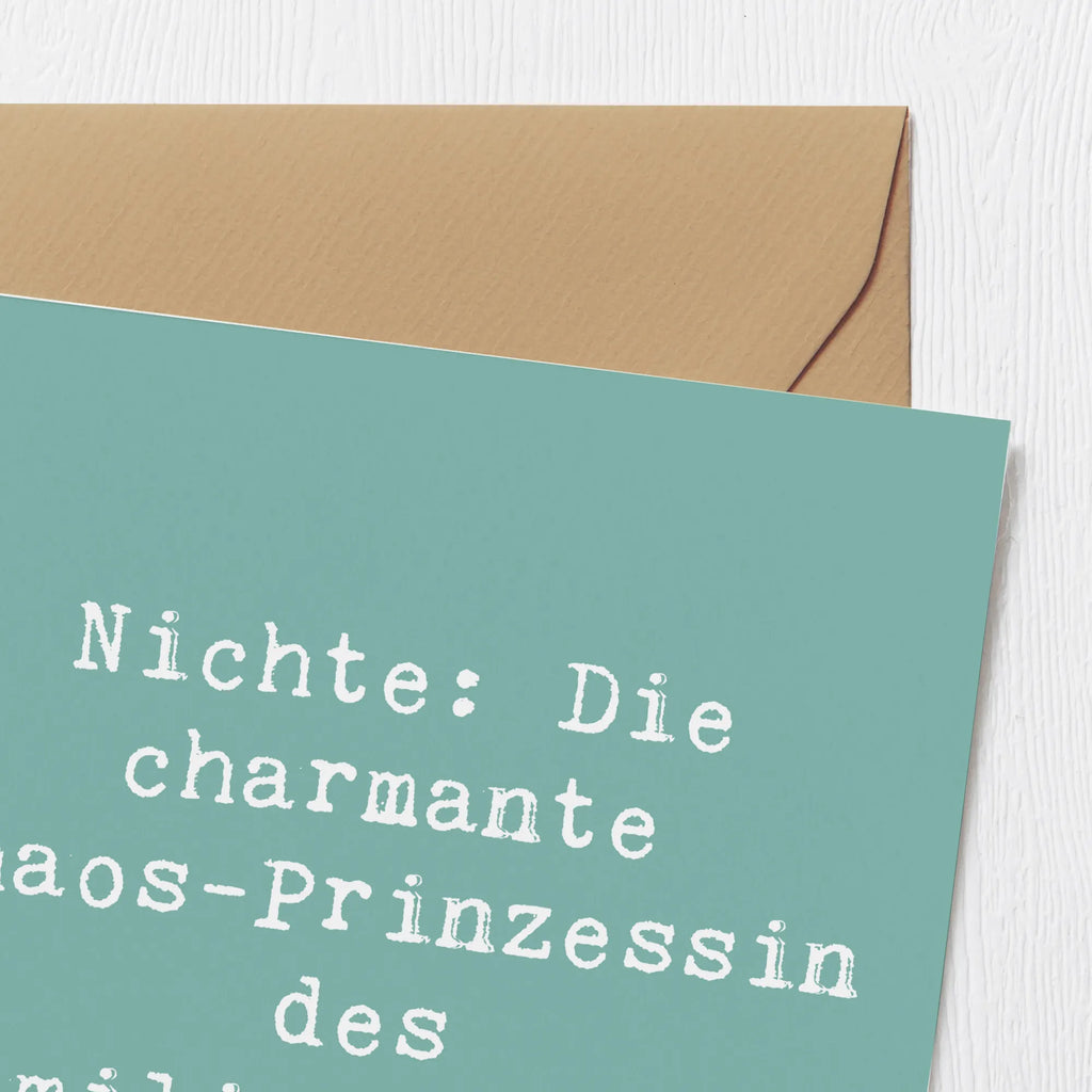 Deluxe Karte Spruch Nichte Chaos-Prinzessin Hochwertige Klappkarte, Klappkarte, Geburtstagskarte, Karte, Grußkarte, Glückwunschkarte, Hochwertige Grußkarte, Hochzeitskarte, Einladungskarte, Familie, Vatertag, Muttertag, Bruder, Schwester, Mama, Papa, Oma, Opa