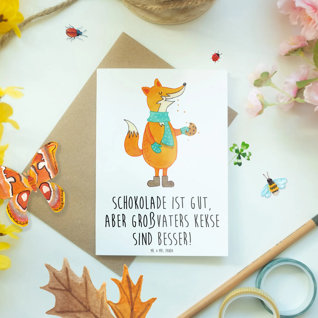 Greetings card Schokolade ist gut, aber Großvaters Kekse sind besser! Klappkarte, Geburtstagskarte, Karte, Grußkarte, Glückwunschkarte, Ansichtskarten, Hochzeitskarte, Einladungskarte, Familie, Vatertag, Muttertag, Bruder, Schwester, Mama, Papa, Oma, Opa